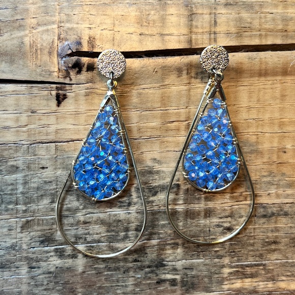 Gold Beaded Hoops - Picture 1 of 1